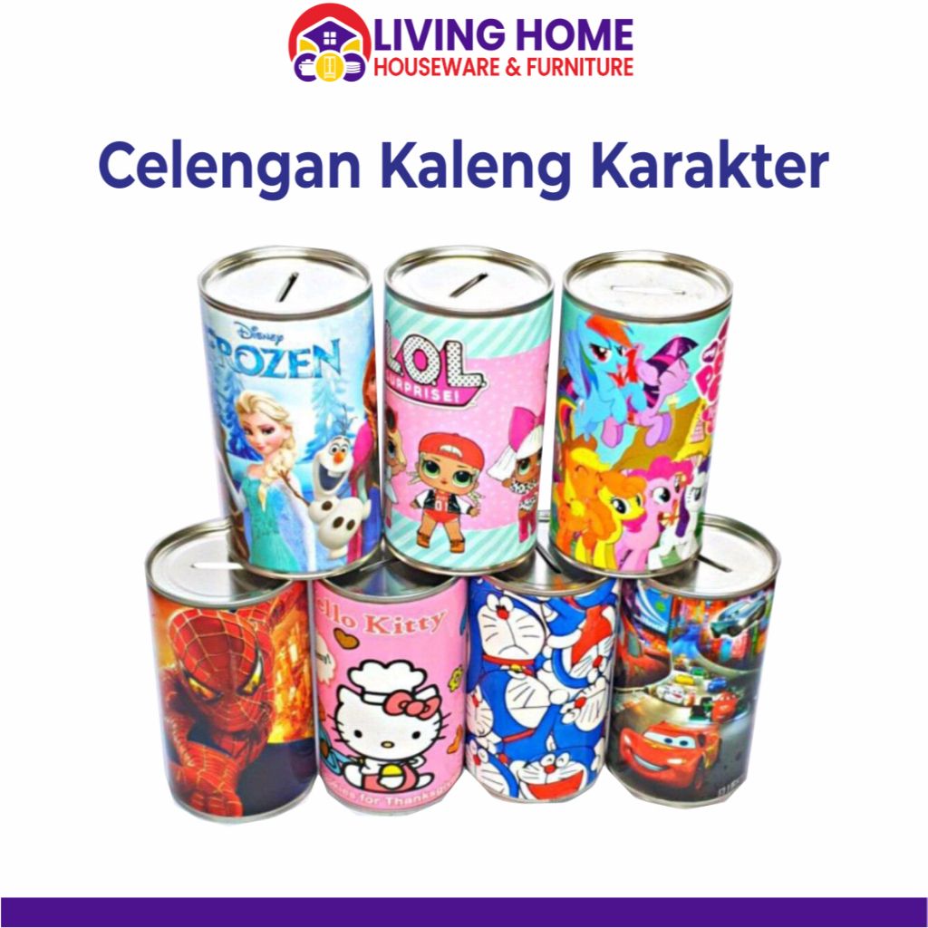 Celengan Kaleng Bundar Target / Celengan Kaleng Karakter Jumbo / Celengan Anak Kecil