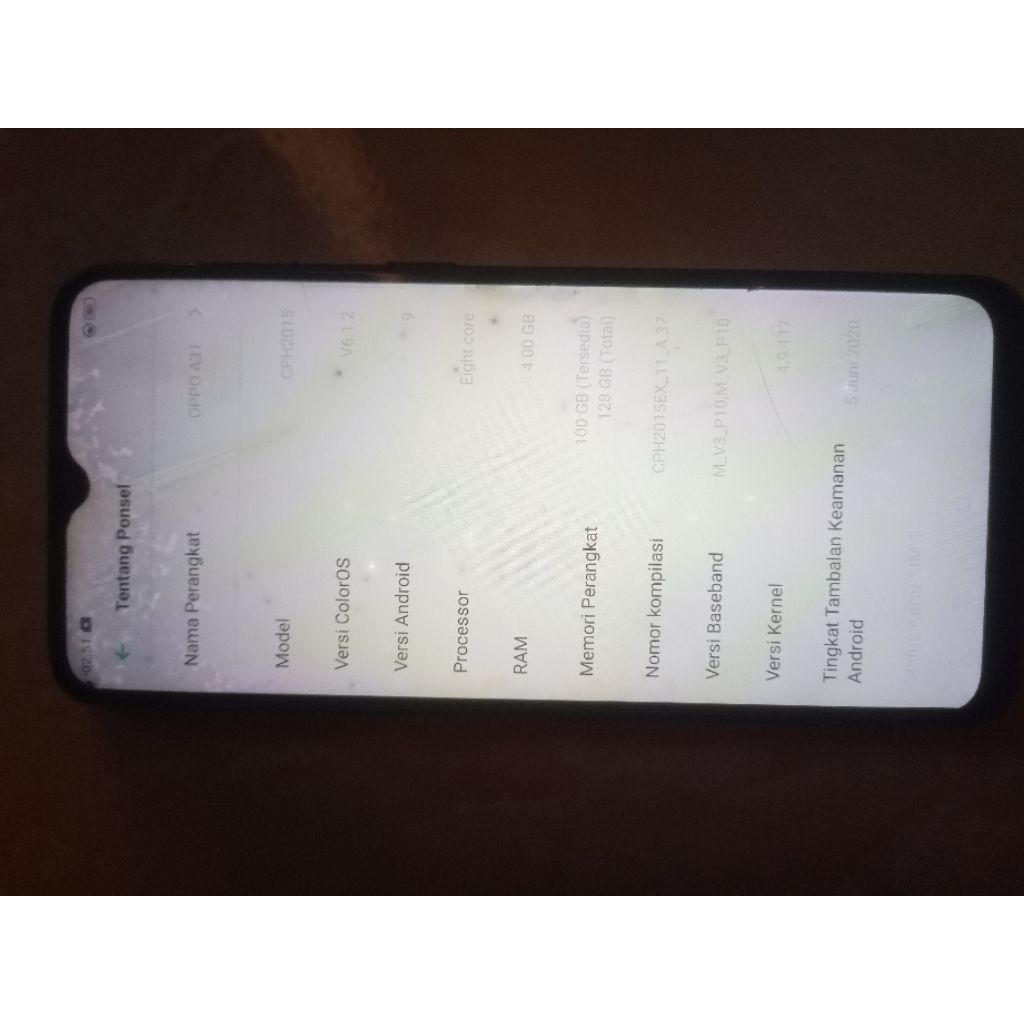 Hp oppo A31 ram 4/128gb minus
