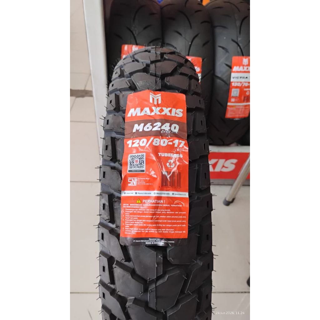 SNI Ban Motor MAXXIS M6240 { 120/80-17 } Ban Motor Dapat Digunakan di motor Sport/trail Dengan Velg 
