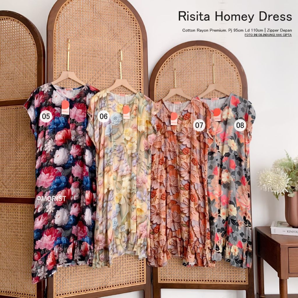 Risita Homey Dress Daster Pendek Premium Cotton Rayon Original Morist Berlabel