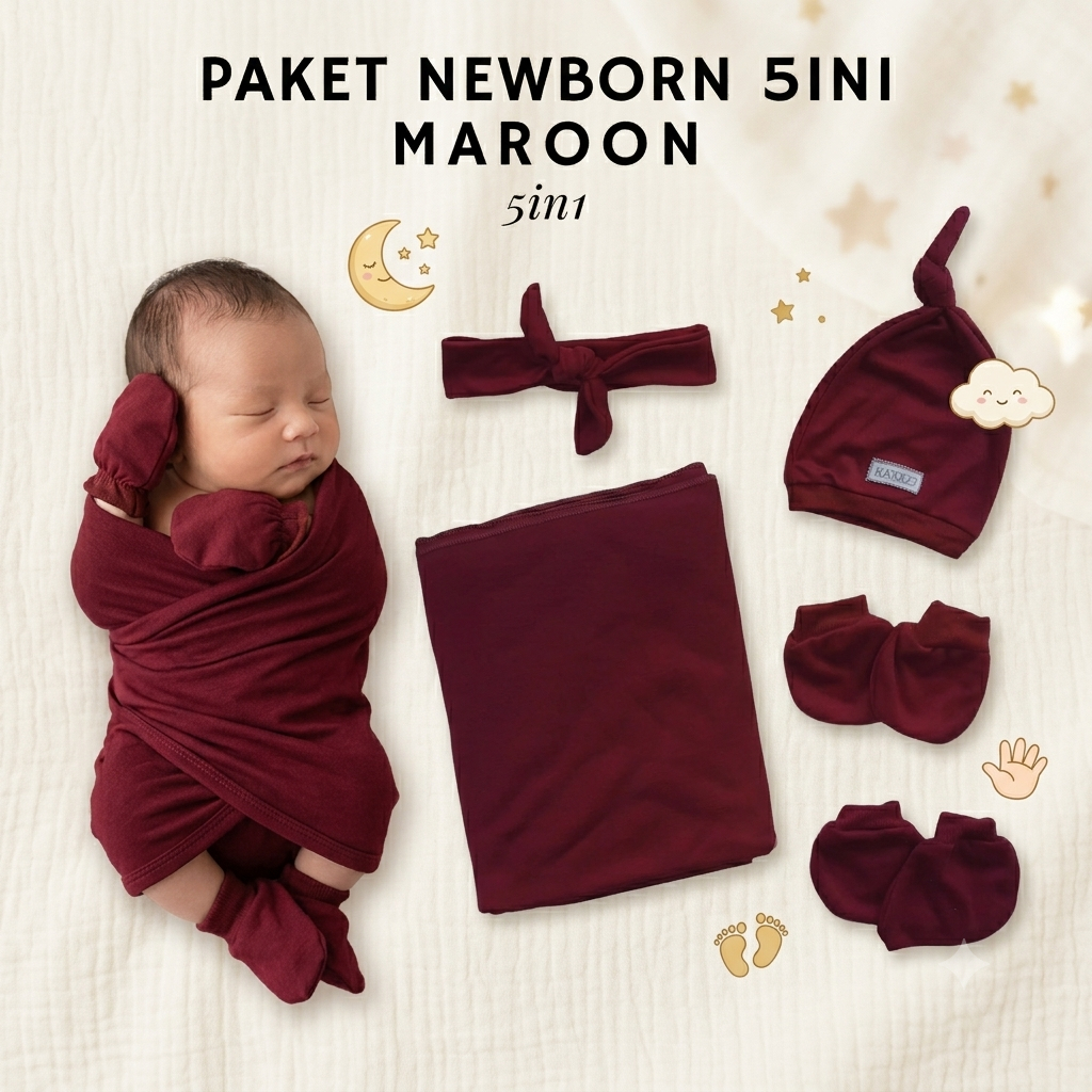 Paket Bundle Hemat Baby Newborn Bedongan Bandana Topi Sartaki Polos Bayi Perempuan