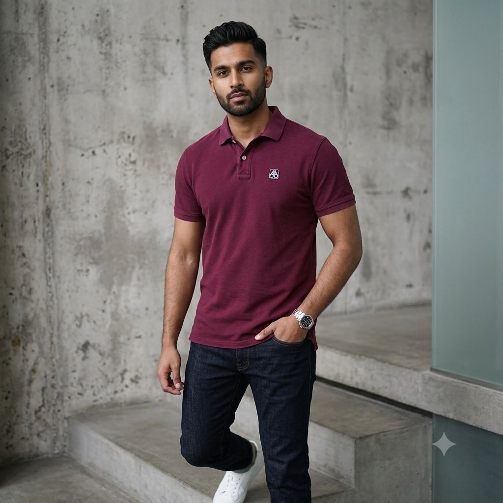 Moose Knuckles Poloshirt Men's Maroon Authentic