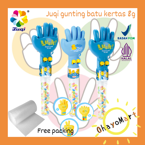 JUQI mainan Gunting batu kertas isi permen / Mainan anak suit Jepang isi permen / Permen mainan 8g