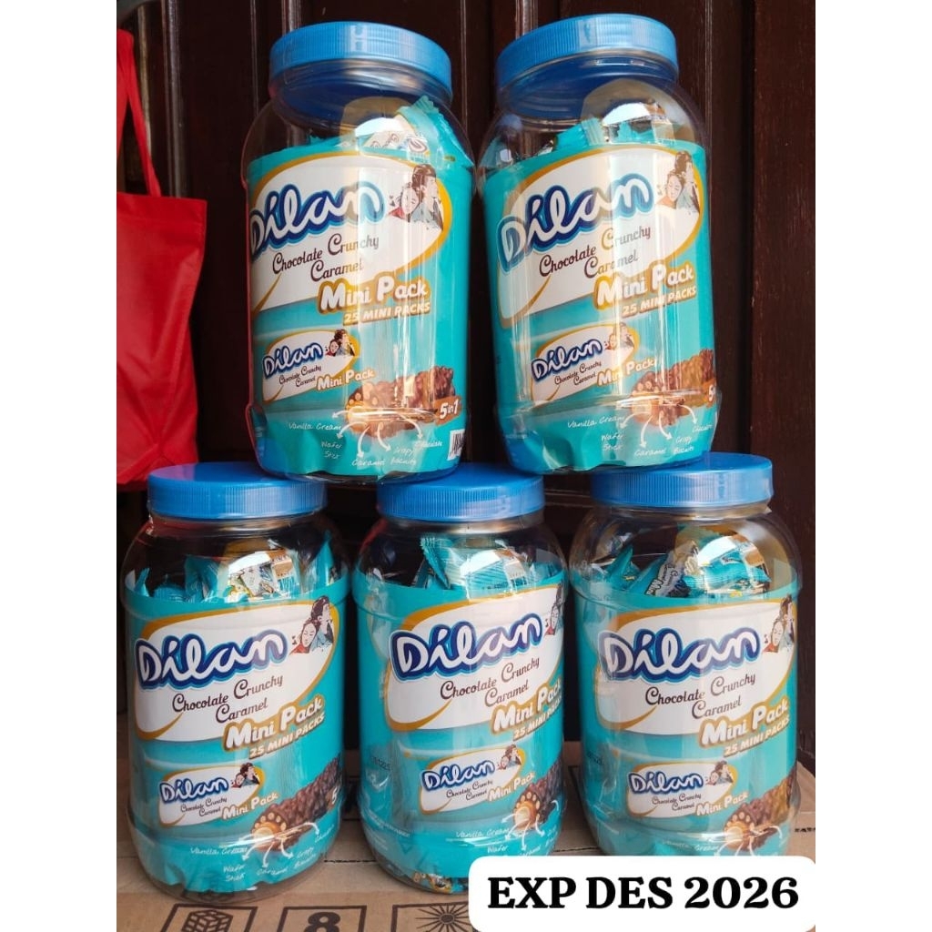 More_Man Coklat Dilan Mini Pack 25 Pcs - Rasa Caramel, Kemasan Toples, Camilan Lezat
