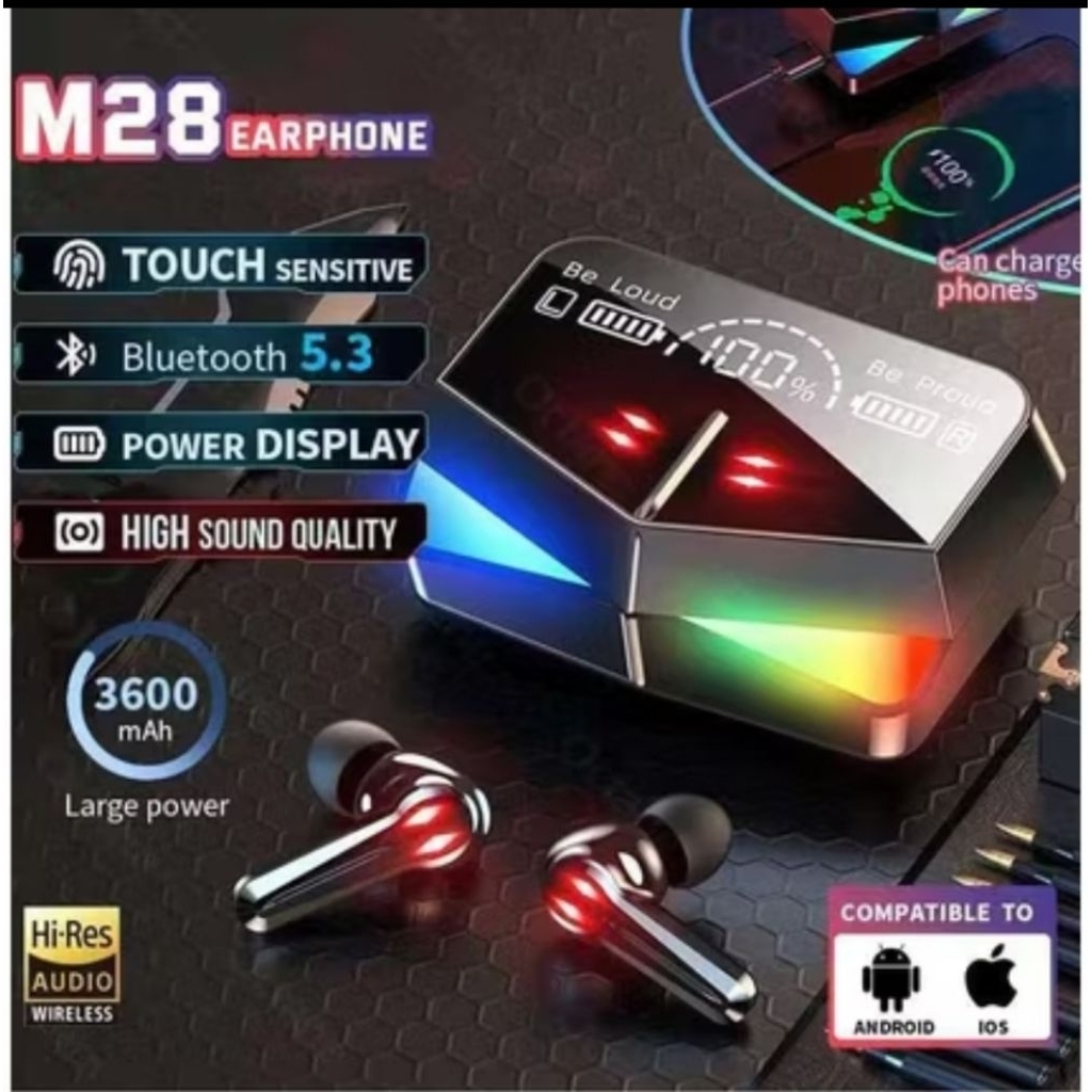 promo obral tws m28 / tws gaming super bass suara jernih / headset bluetooth wireless m28 / headset 