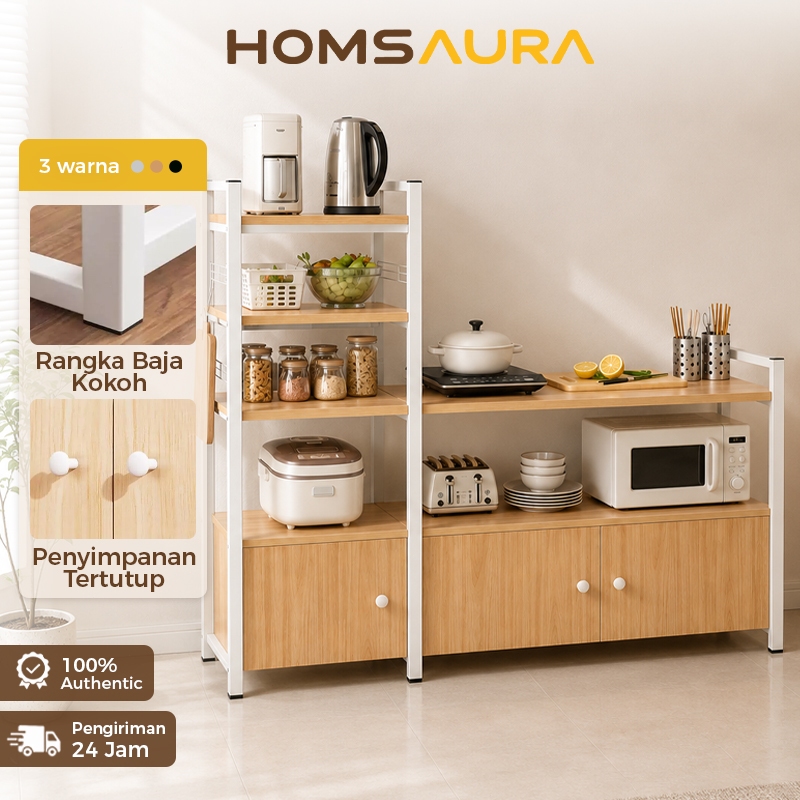 Homsaura Rak dapur Meja Kompor Rak Oven Microwave Kitchen Rack Rak Bumbu Modern Minimalis Murah