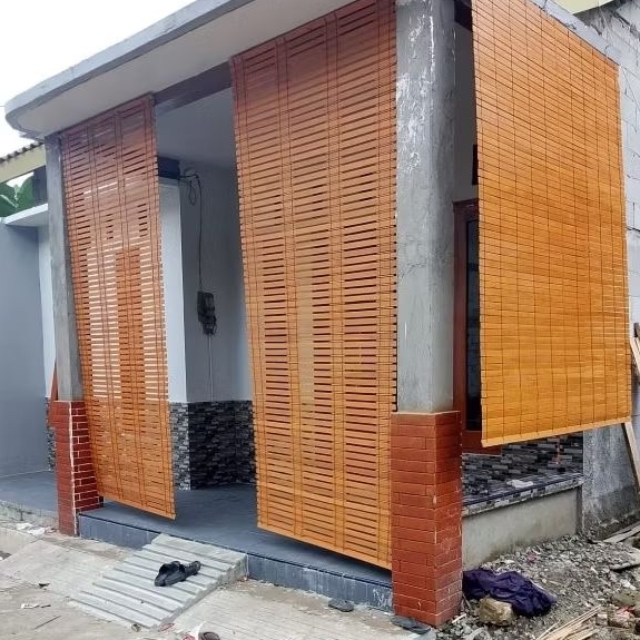 "Tirai / Krey Kayu Jati lebar 150 cm Vernis Premium Terlaris |Tirai Minimalis |Tirai Rumah Elegan | 