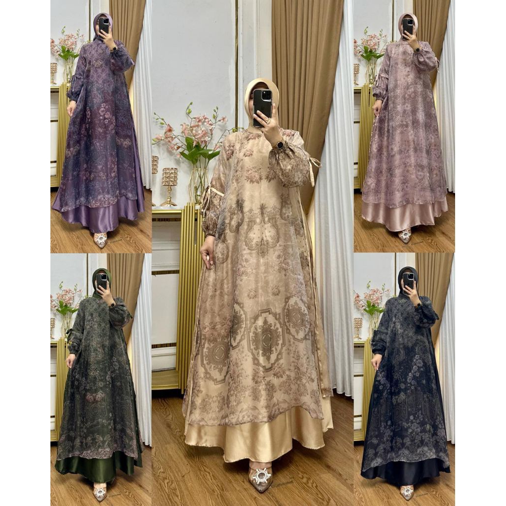 qiqi_Colection Gamis Auter Motif Organza Mewah Elegan Tekinian Terlaris2026 Ootd Pesta