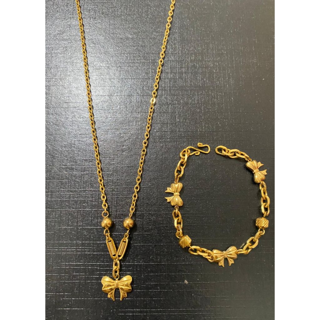 set anak pita Asli Titanium lapis emas 23karat anti luntur