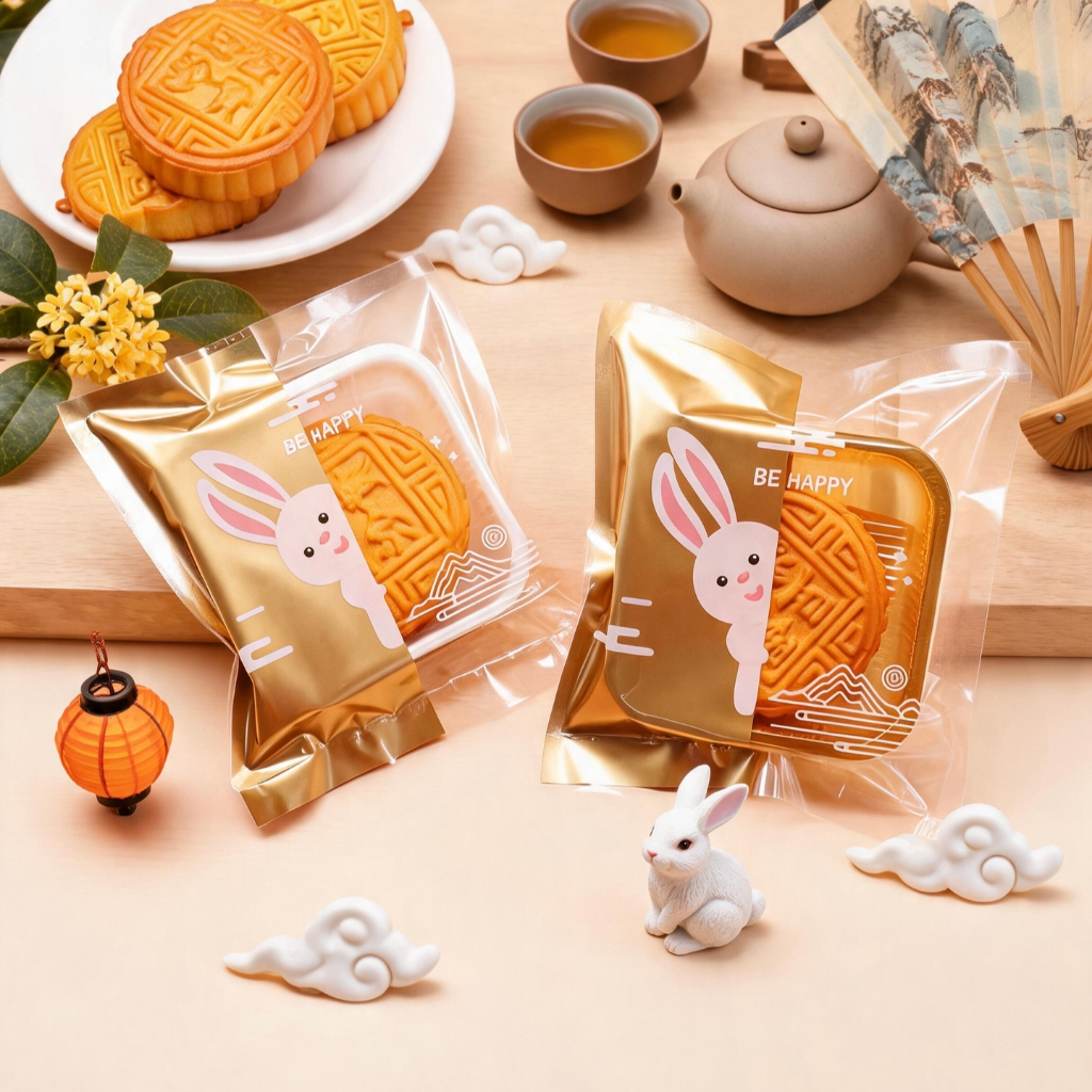 (100lembar) plastik mooncake 125gr plastik mooncake 150gr plastik kue bulan rabbit