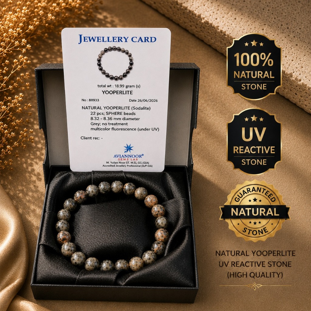 [HERO JEWELRY] Gelang Yooperlite Asli Glow In The Dark Natural Stone Bracelet Premium Wanita Pria Ae