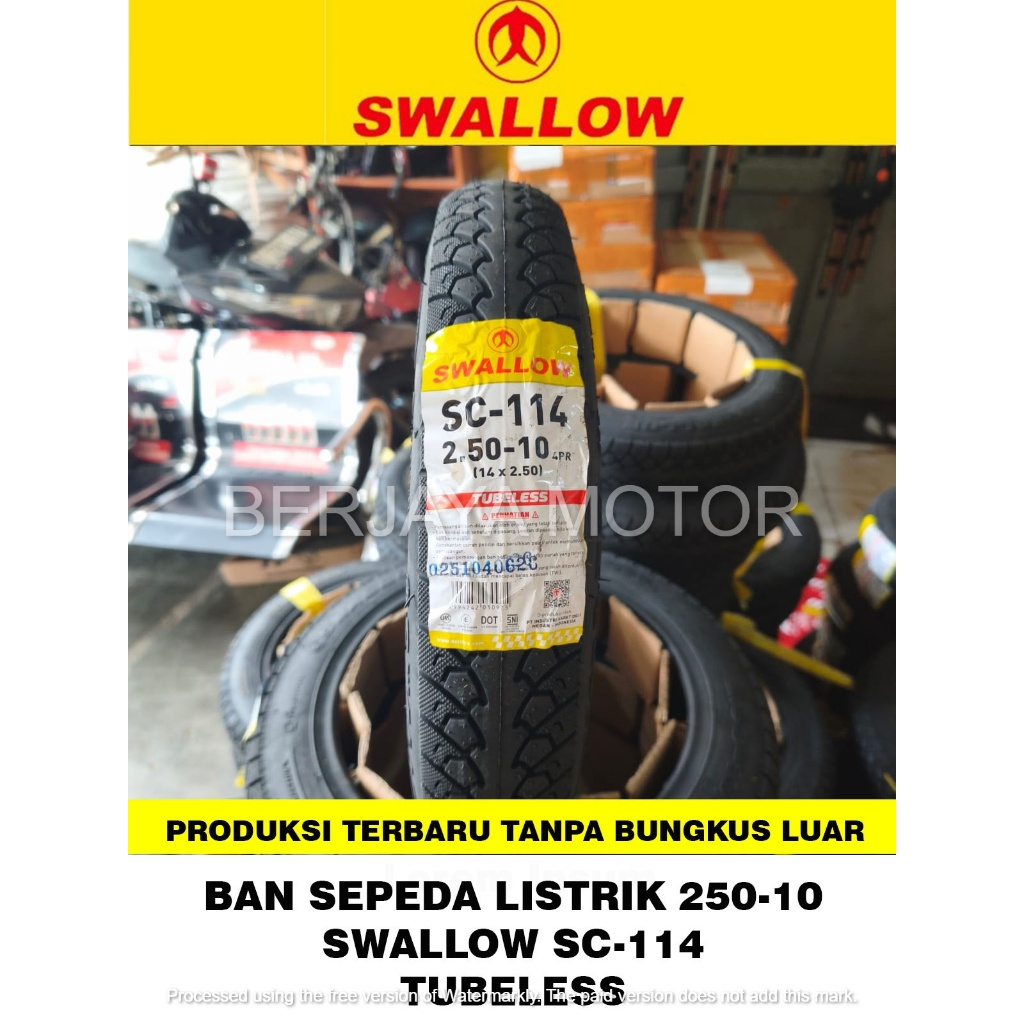 BAN LUAR SEPEDA MOTOR LISTRIK 250-10 SWALLOW SC-114 TUBELESS