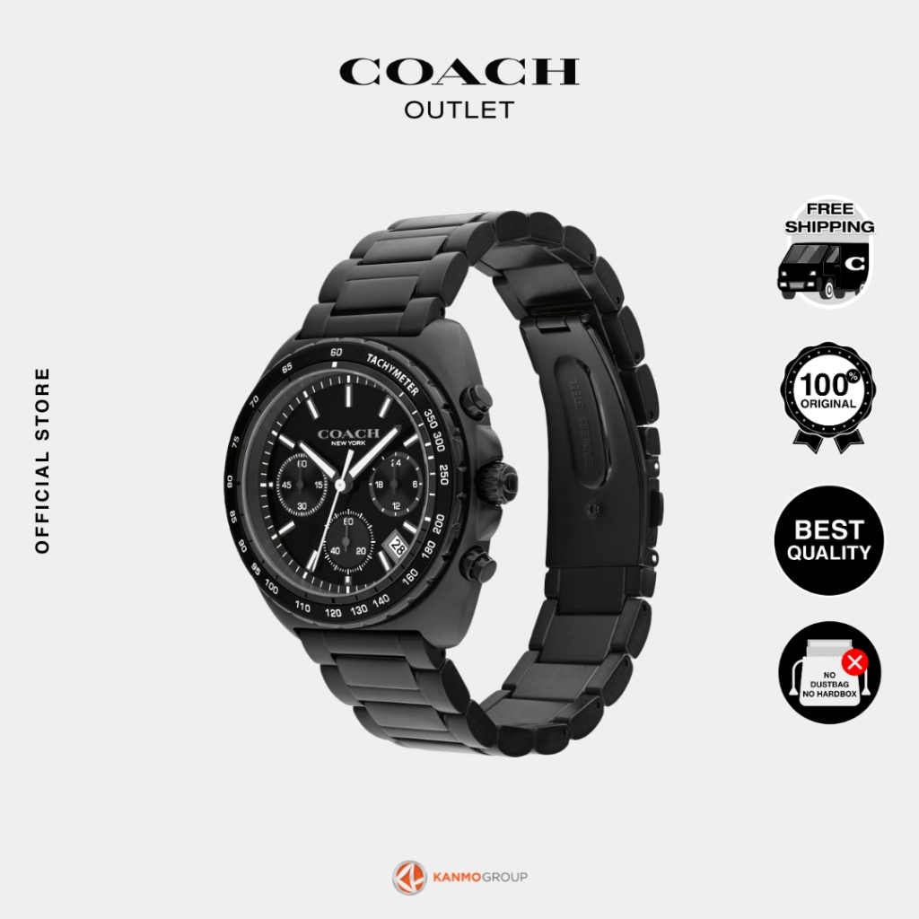 Coach Charter Chronograph Black Stainless Steel (IP) Strap - Jam Tangan Pria - 14602739