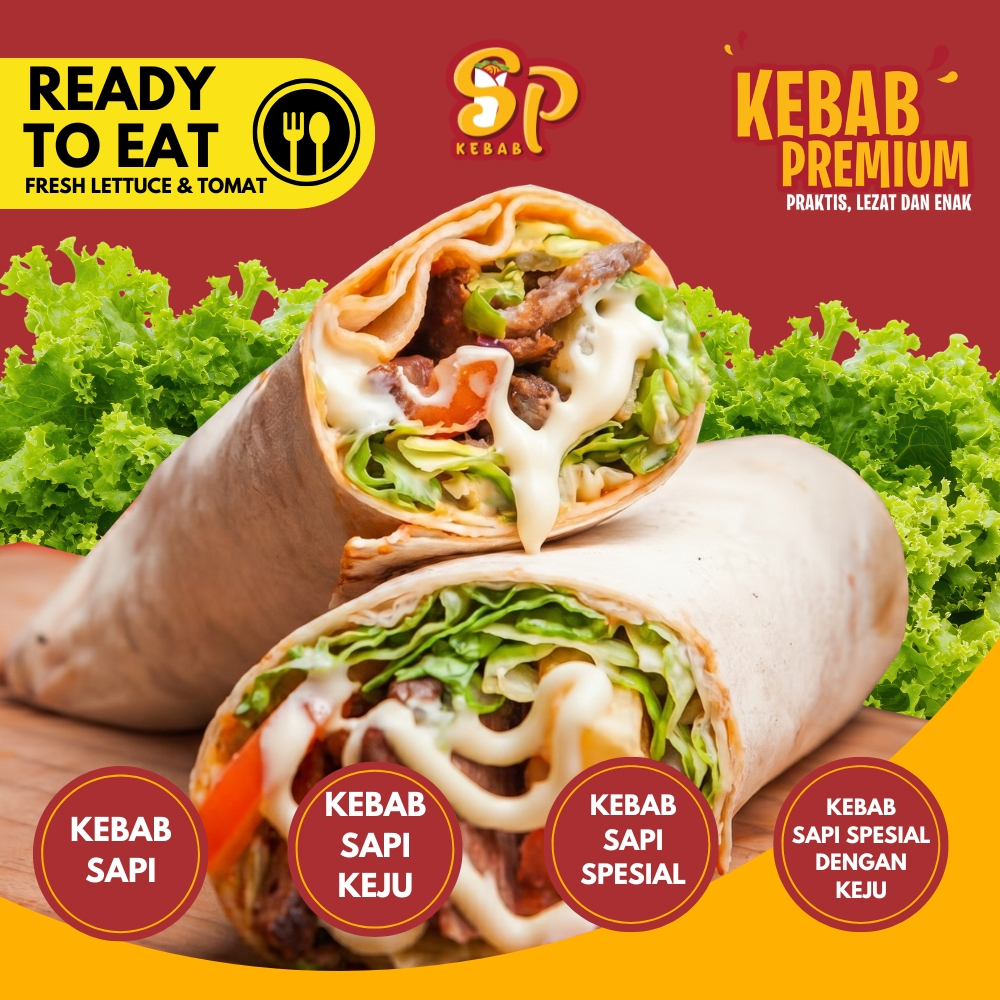 KEBAB SAPI MATANG READY TO EAT FRESH LETTUCE & TOMAT. KEBAB SAPI, KEBAB SAPI KEJU, KEBAB SAPI SPESIA