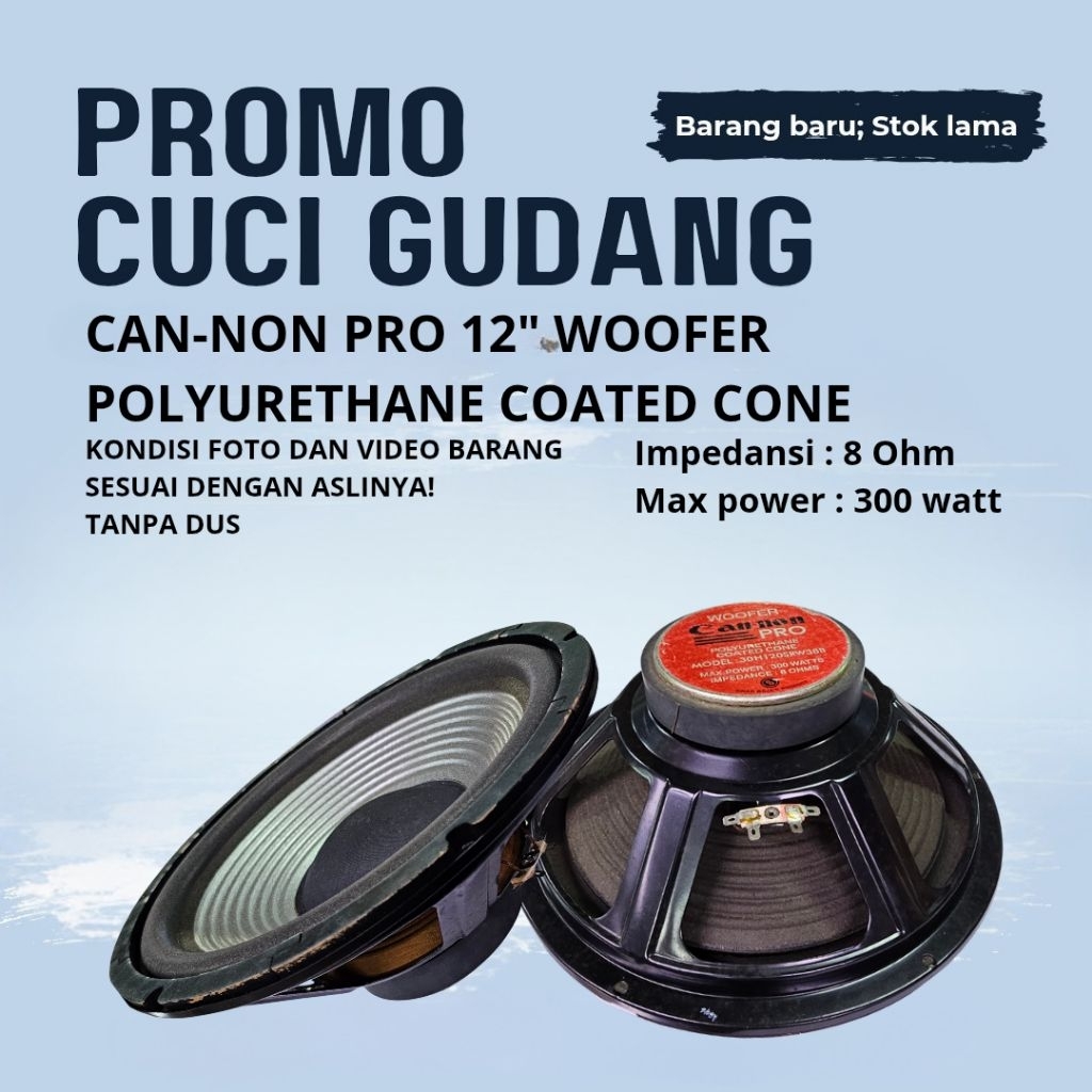 Surya Agung Speaker Canon 12inch Woofer Pro 30H120SRW38B 300watt 8ohm cuci gudang sale