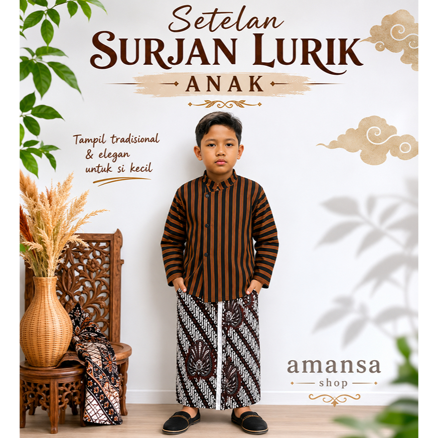 Surjan Lurik Anak Set Laki Laki Surjan Anak Adat Jawa Baju Jadul Anak