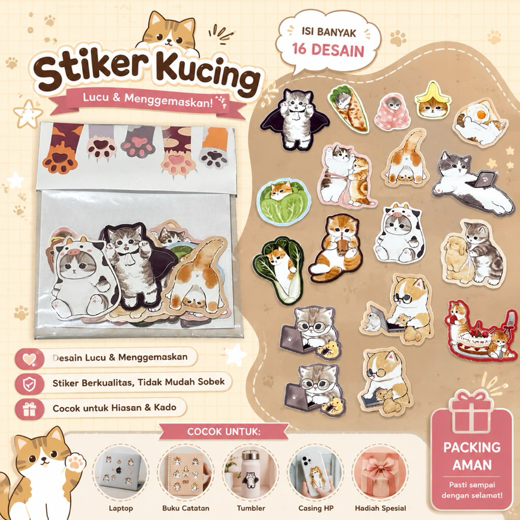 Stiker kucing lucu