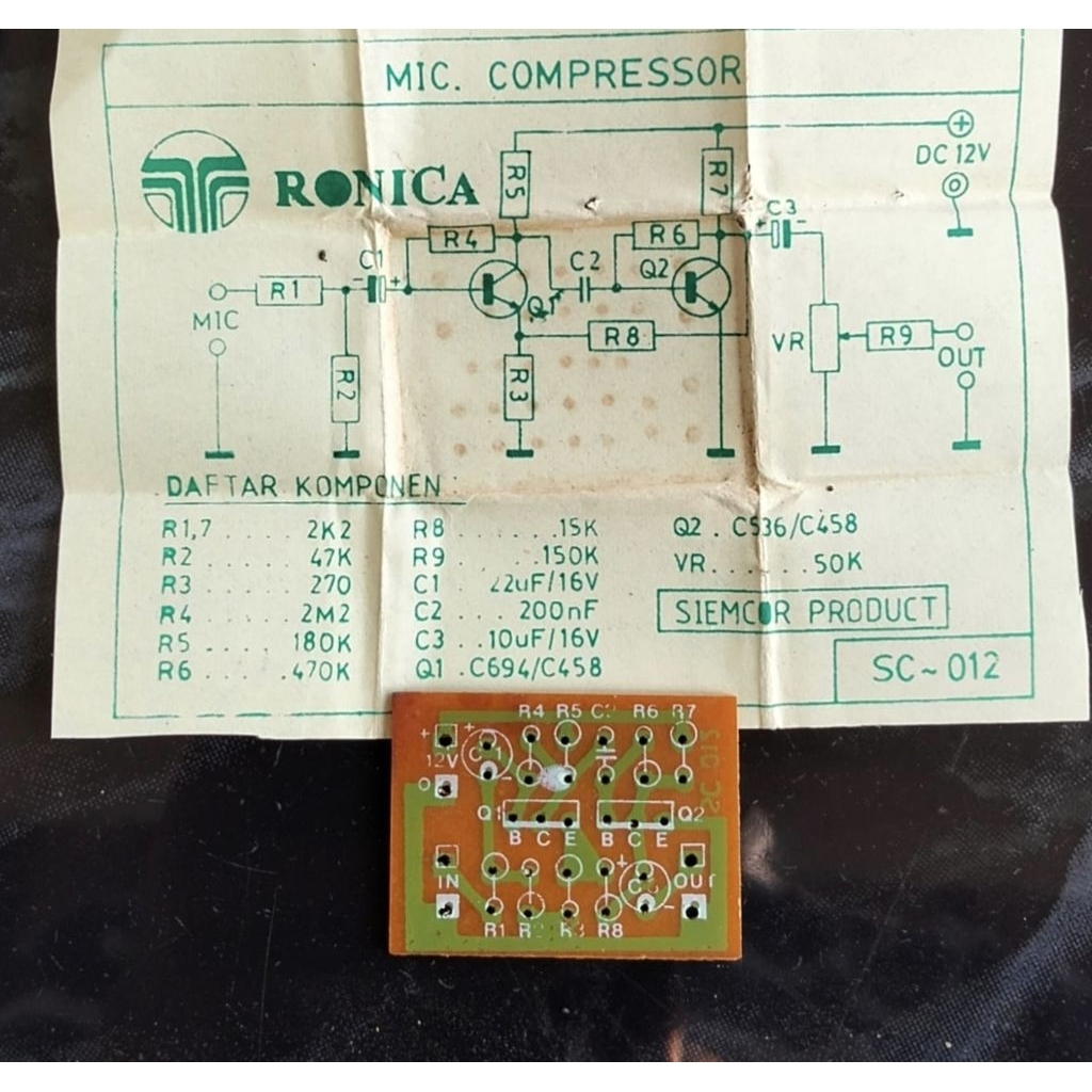 PCB Mic Compressor 2 Transistor Plus Skema By RONICA