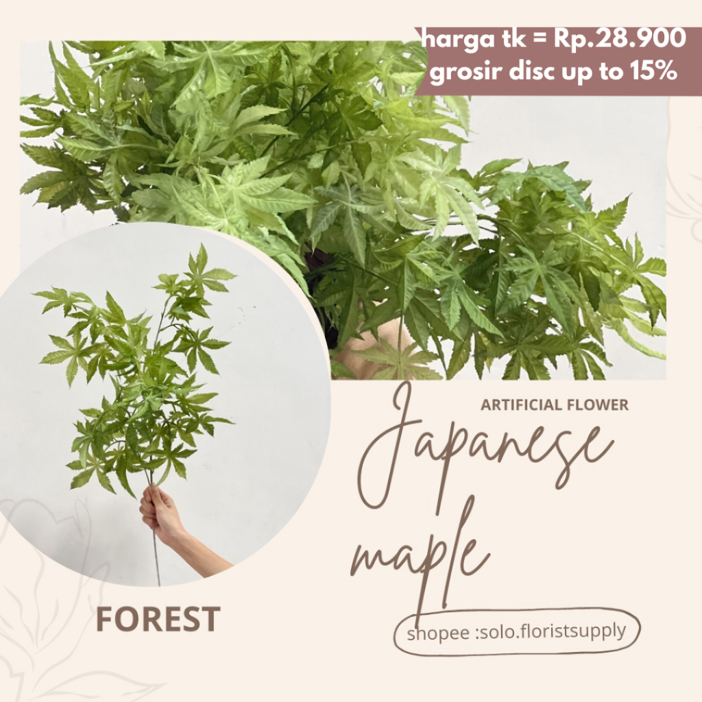 JAPANESE MAPLE LEAF Daun Plastik Palsu Artificial Dekorasi Willow Leaves Bunch Daun Willow Leaf/Daun