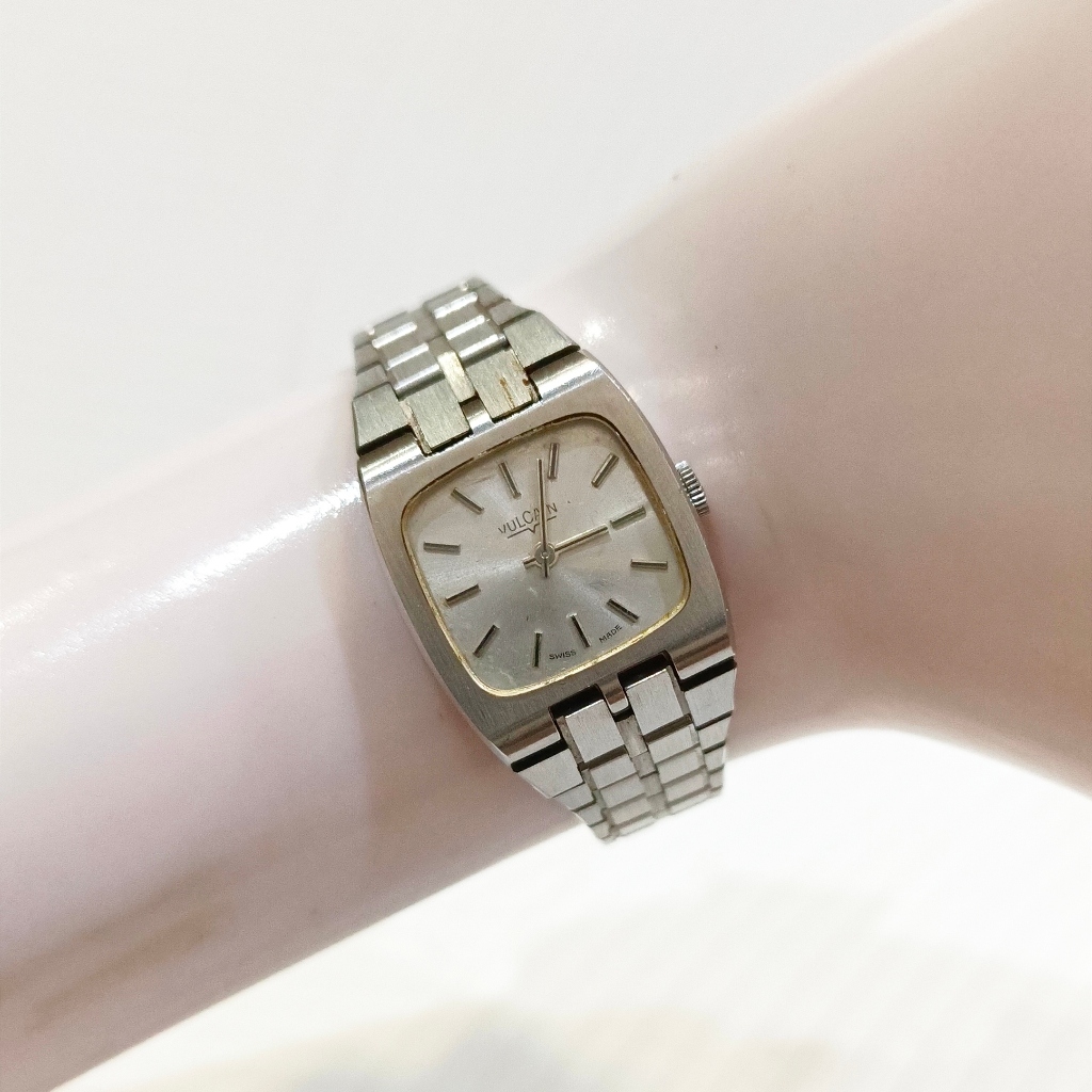 Jam Tangan Vulcain Swiss Vintage TV Shape Ladies Dress Watch Manual Winding Antik Wanita Langka
