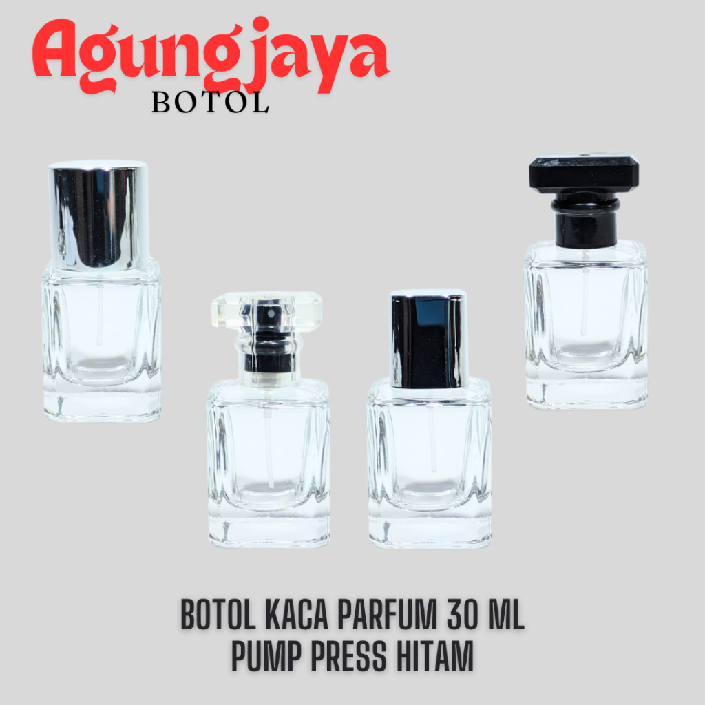 Botol Kaca Parfum 30 Ml Square Pump Press Hitam / Botol Kaca Parfum 30 Ml /  Botol Kaca / Botol Parf