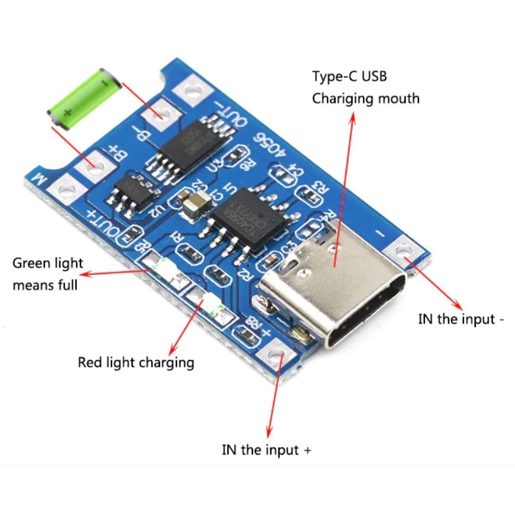 MODUL TP4056  TYPE C - MODUL TP 4056 TYPE C - MODUL CHARGER FULL PROTECTION