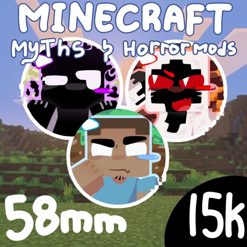[READY STOCK] Minecraft myths Minecraft Horror mods Minecraft Creepypasta 5,8 Cm Glitter pin | Fanme