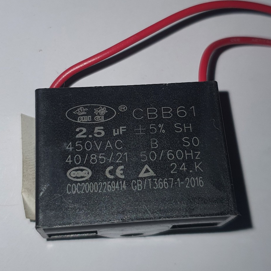 Kapasitor Kipas Angin CBB61 25uF 450V RXIN CHRX Ceiling Fan Capacitor