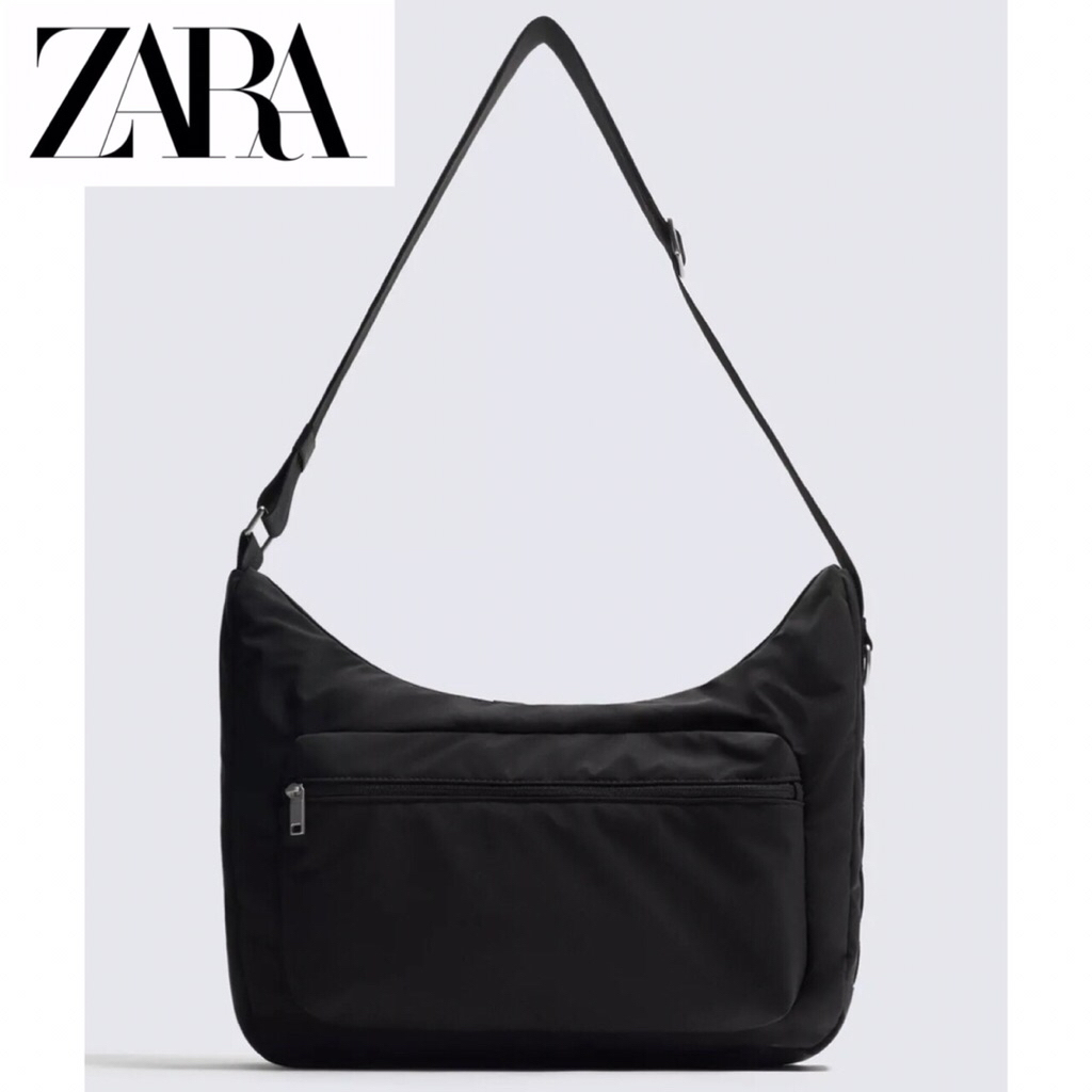 ZARA Men Nylon Shoulder Bag Tas Selempang Bahu Pria Black