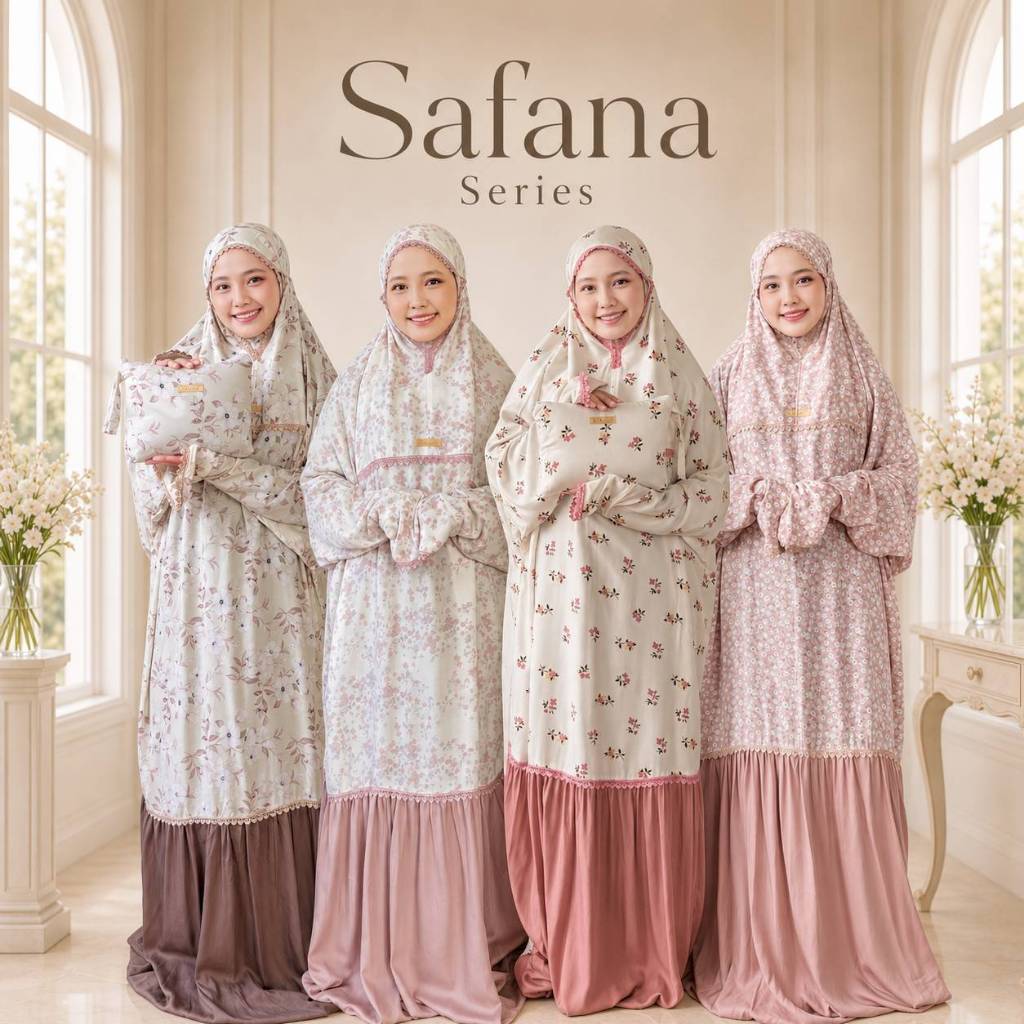 Mukena Terusan Safana Kombinasi Series Luxury By Bilza.id Bahan Rayon Viscose Premium Bisa COD