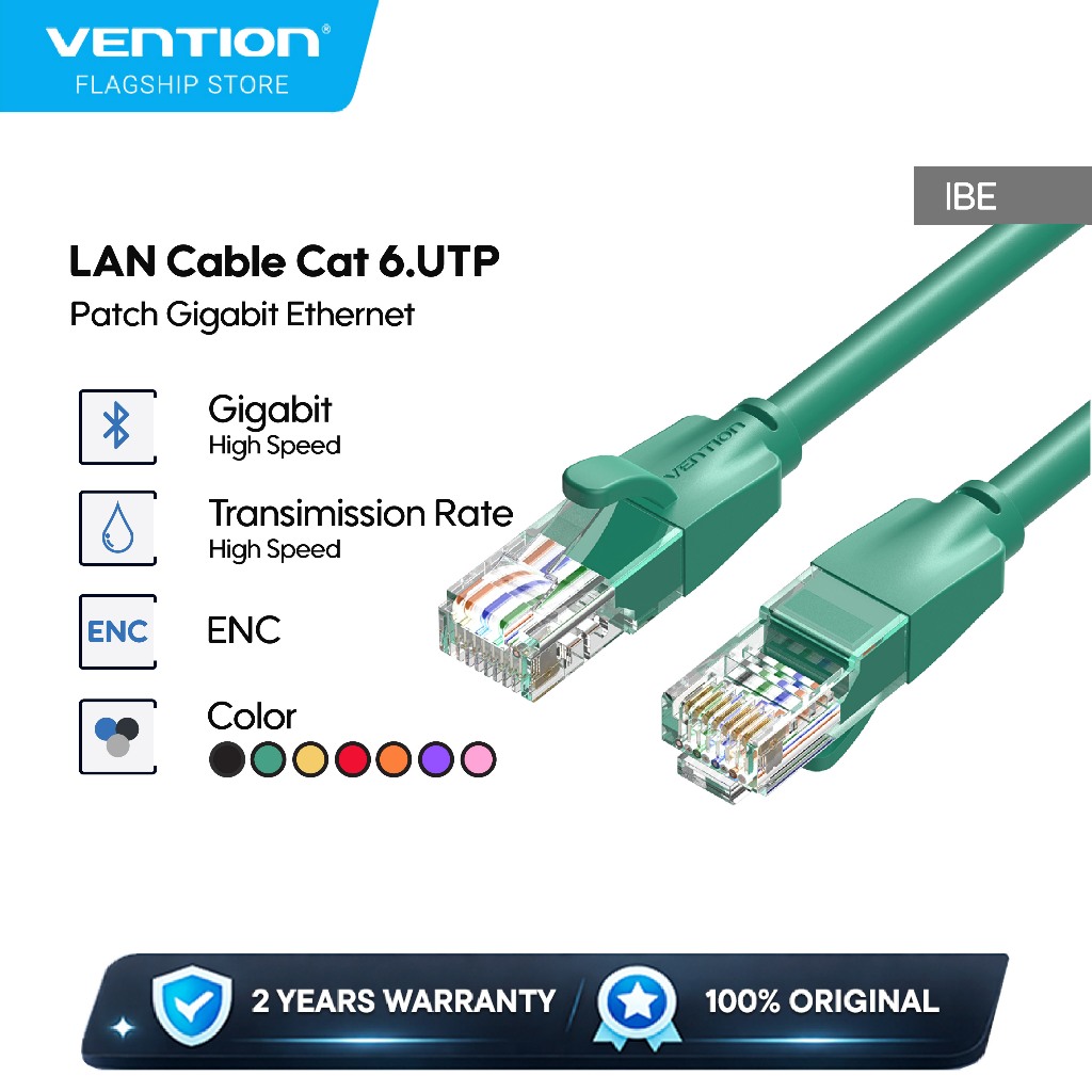 Vention Cable LAN RJ45 Cat 6.UTP Patch Gigabit Ethernet 1M 2M 3M 5M - IBE