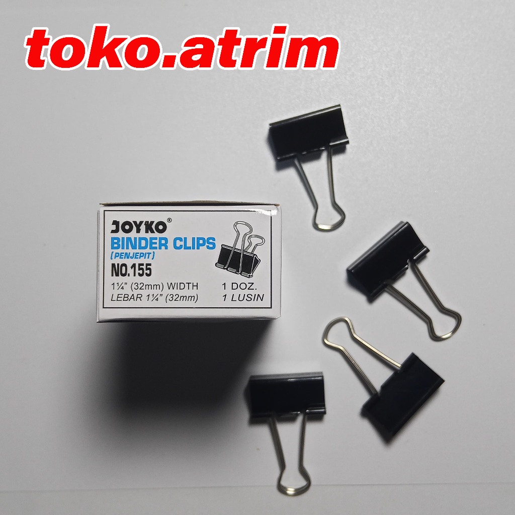 ( 1 Pak ) JOYKO Binder Clip 155 / Klip / Penjepit Kertas | 1 Pak isi 12 Pcs