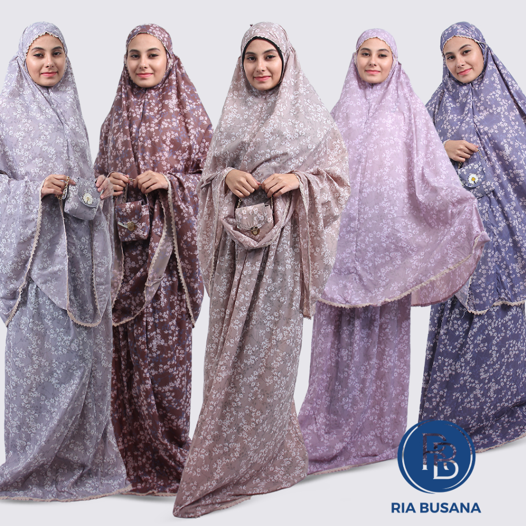 Ria Busana - Elnia - Mukena Traveling Mini Mikro Motif Bunga Abstrak Art. Hasnah-Lasertreveling