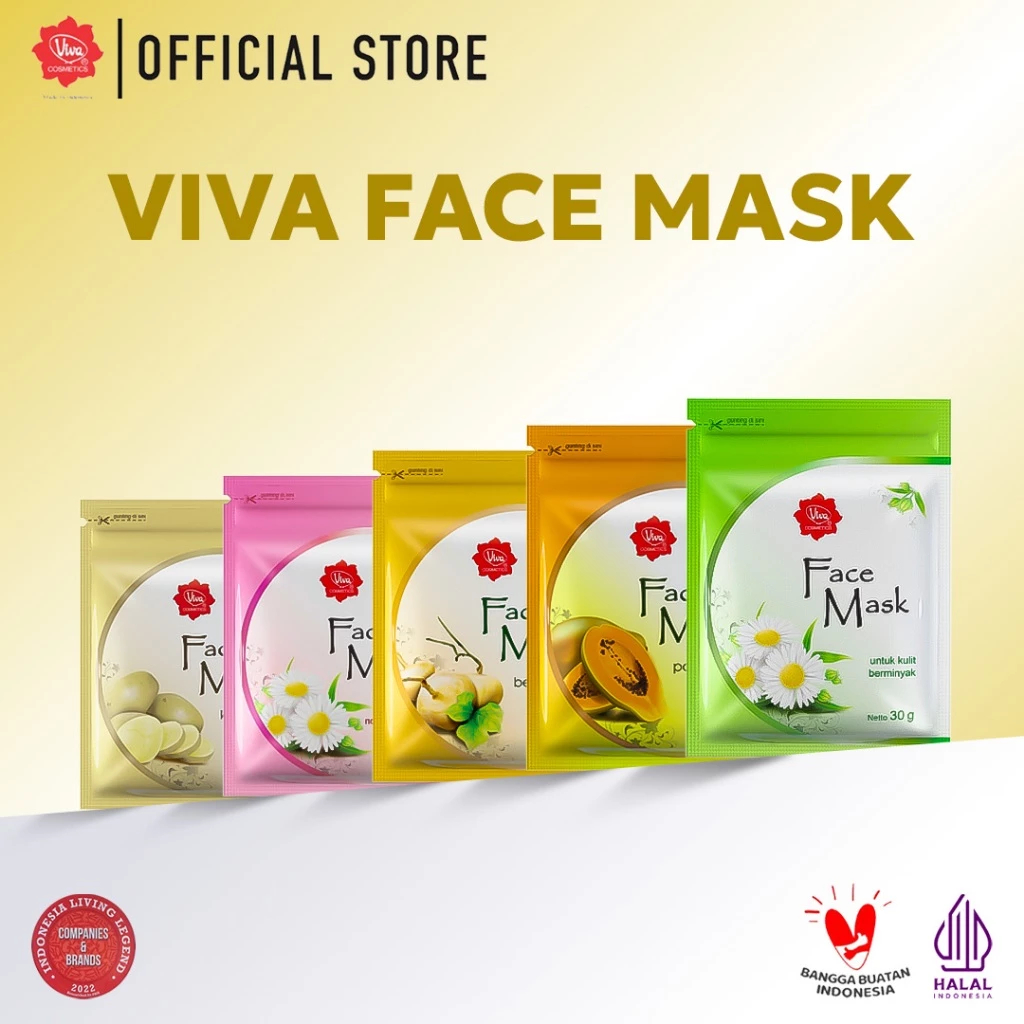 Viva Face Mask 30 gr|Bengkuang|Papaya|KulitNormal&Kering|Kentang
