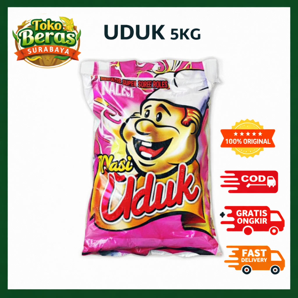 [INSTANT READY SURABAYA]Beras Uduk 5KG – Pulen Pas untuk Nasi Uduk dan Nasi Kuning