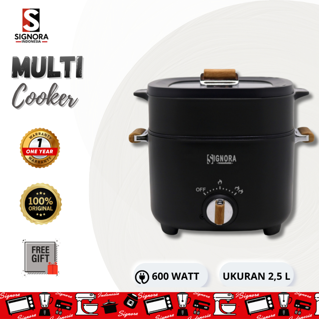 New Multi Cooker 2,5 Liter Signora / Panci Listrik Serbaguna