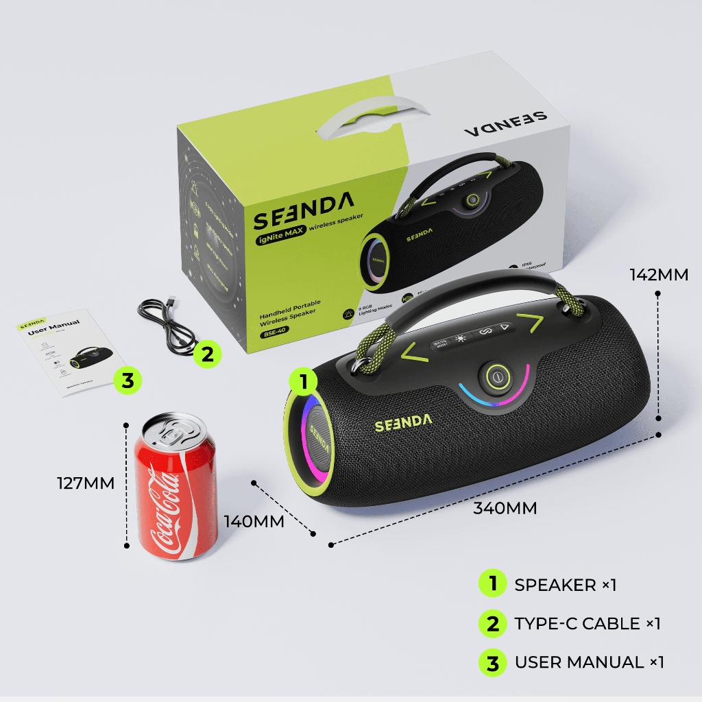 igNite MAX Speaker Bluetooth 80W Super Bass RGB LED TWS IPX6 Baterai 8000mAh BSE40 Speaker Wireless