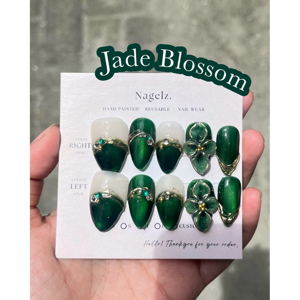 Jade Blossom - PRESS ON NAIL / KUKU PALSU / NAIL ART / KUKU PALSU MURAH / KUKU PALSU MEDAN / PRESS O