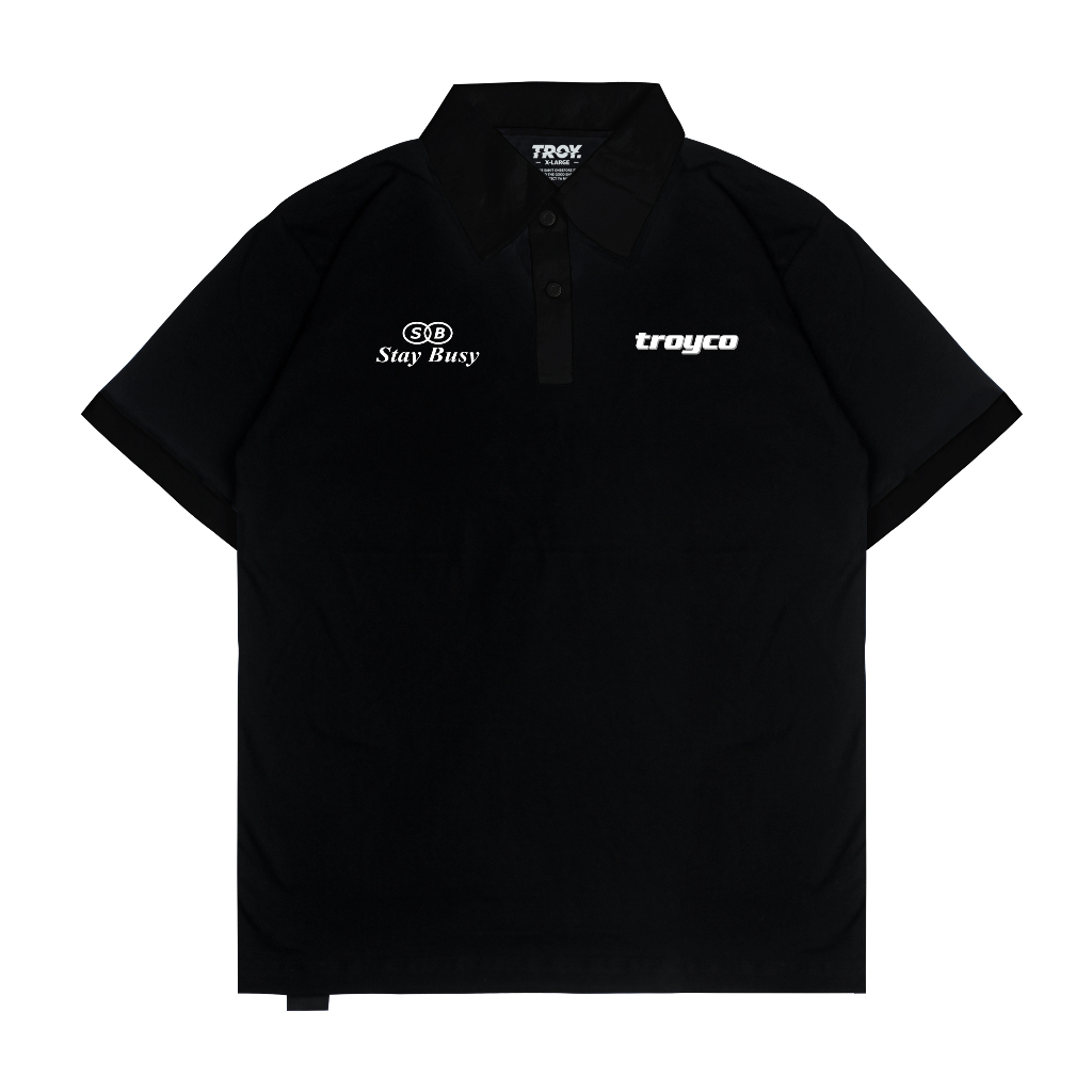 Troy Company Wangky Polo Shirt Full Black Relentless - Kaos Polo Wangki Hitam WKD 3561