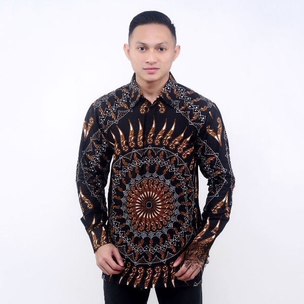 Nazilla Batik - Baju Batik Pria Lengan Panjang Hitam Navy