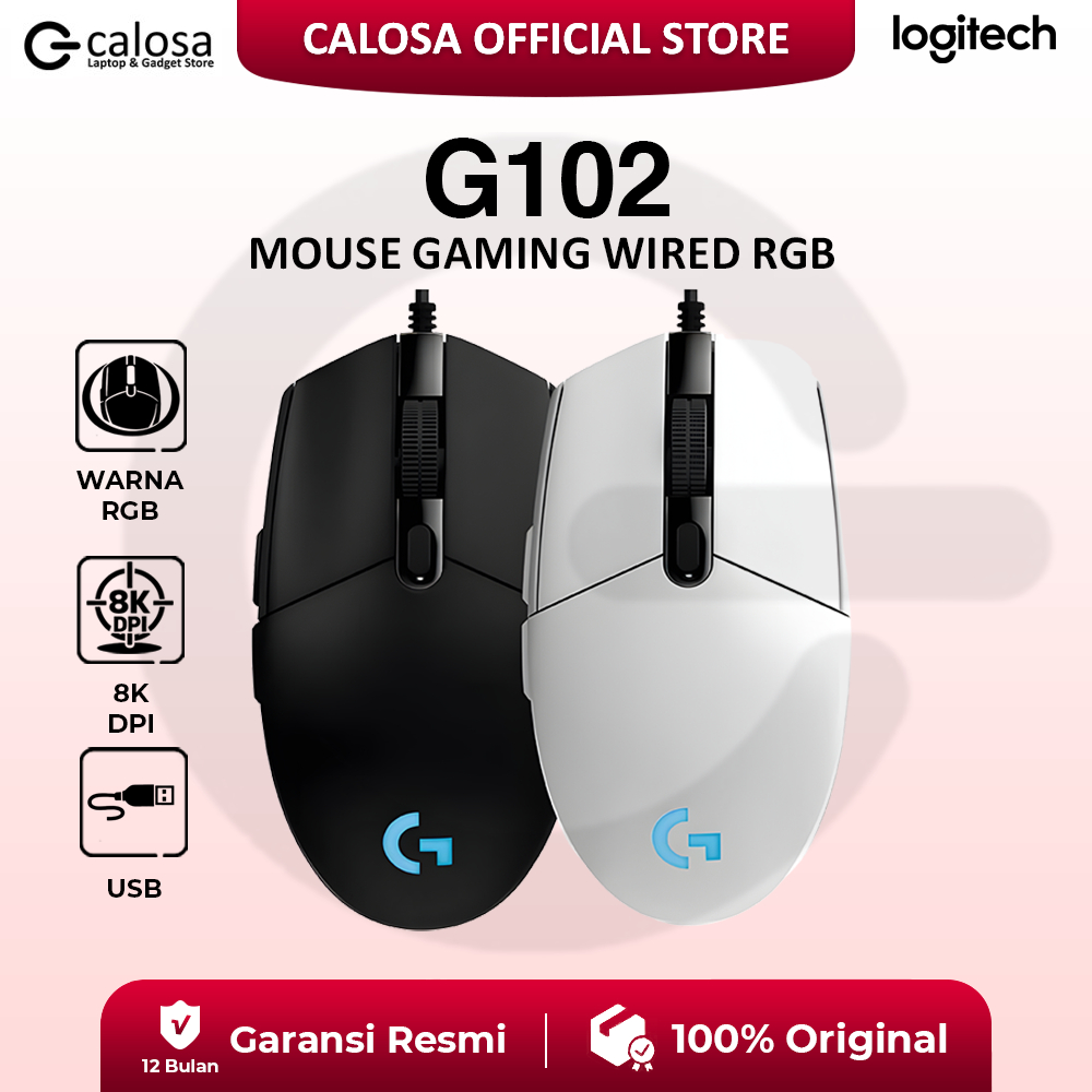 Logitech G102 Mouse Gaming Wired RGB Lightsync with Macro Gaming Mouse
