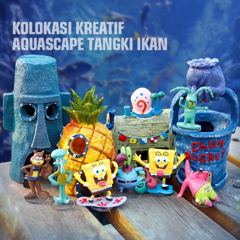 Dekorasi Kartun Akuarium FIGUREANS ACTION FIGURE SPONGEBOB ISI 8PCS FIGURE KUE ULTAH SPONGEBOB