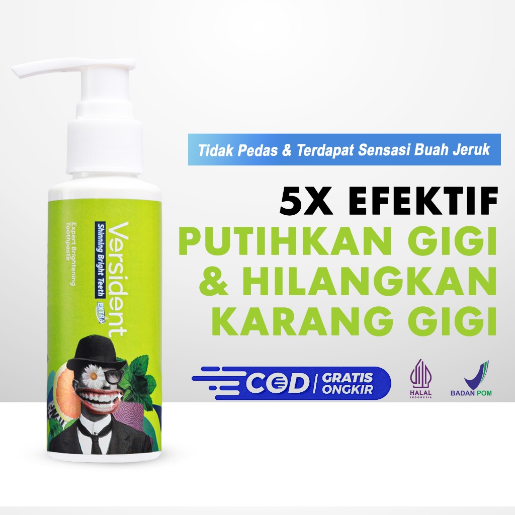 Versident Shining Bright Teeth Original BPOM - Teeth Whitening, Plaque Remover, Sensitive Teeth Prot