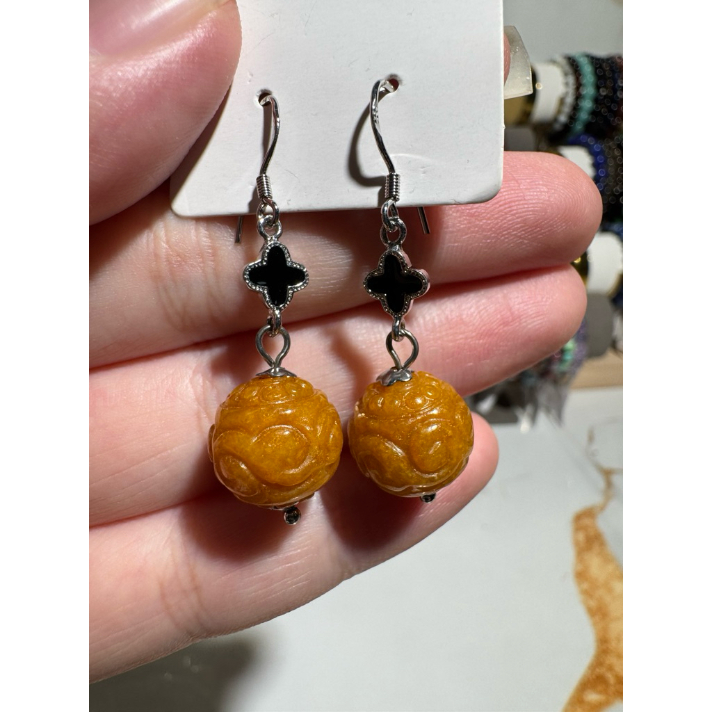 Anting Gantung Giok Kuning Ruyi