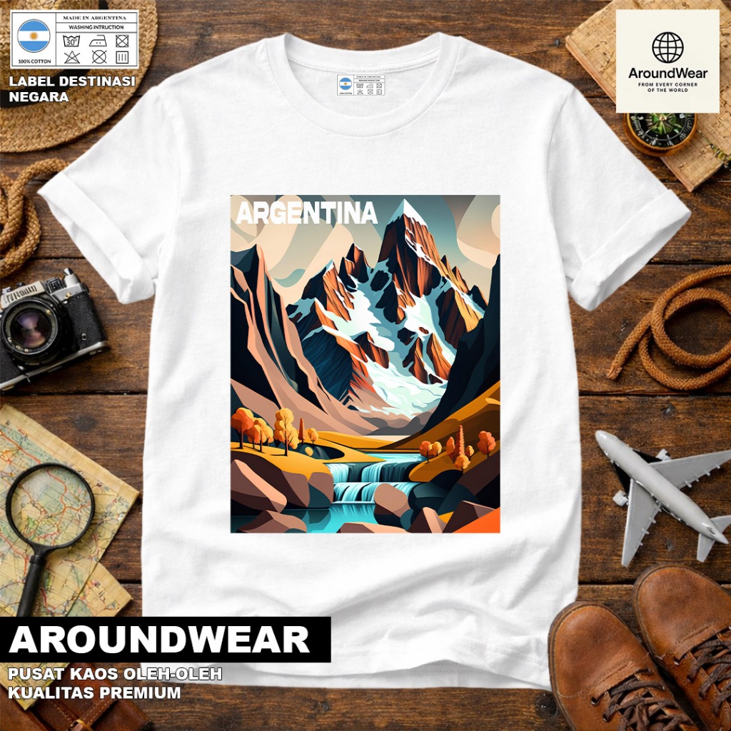 BAJU KAOS OLEH OLEH ARGENTINA 28, PAKAI TAG NEGARA ASAL ARGENTINA BAHAN SOUVENIR PREMIUM GIFT