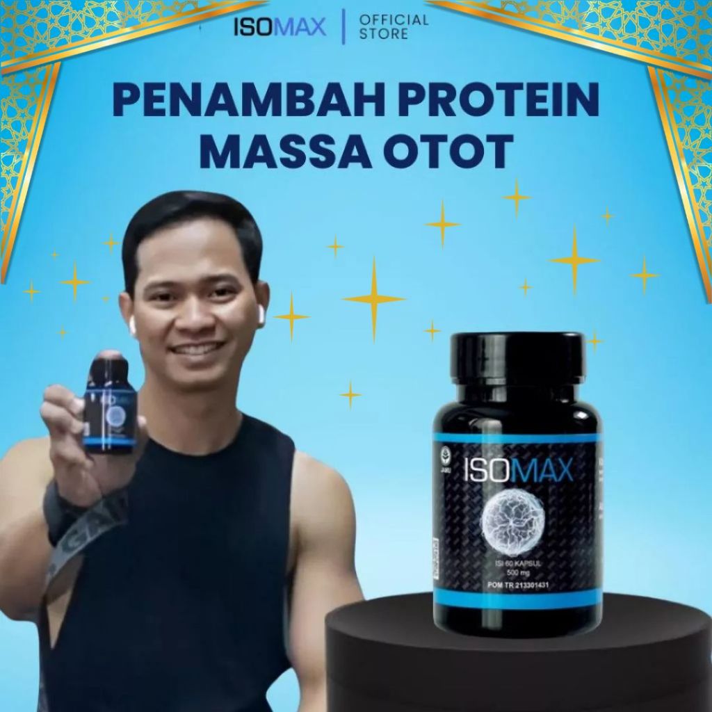 Isomax Pembentuk Penambah Protein Massa Otot Berat Badan Stamina | Suplemen Olahraga Isi 50 Kapsul