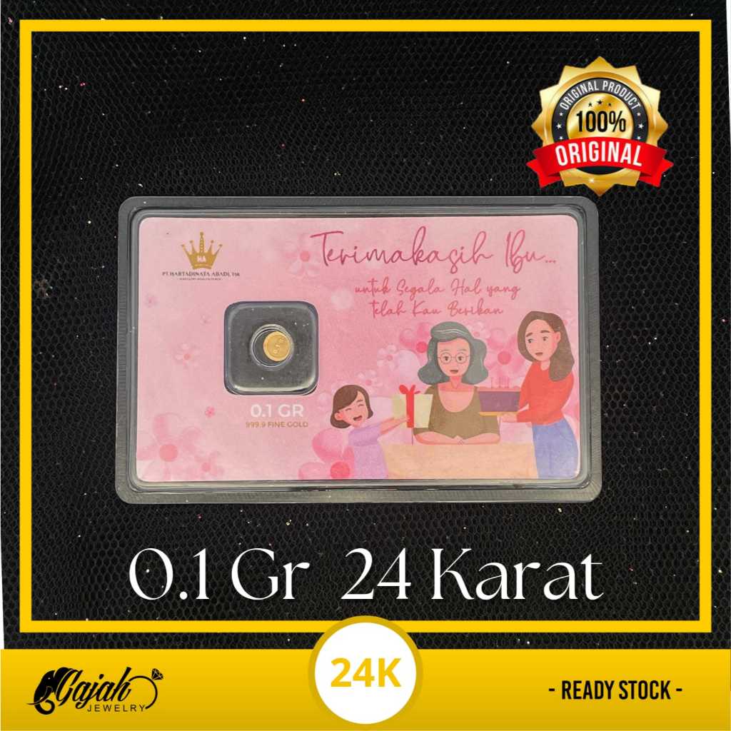 Logam Mulia Asli 100% Bersertifikat PT. Hartadinata Abadi Kadar 24 Karat Berat 0.1 Gram