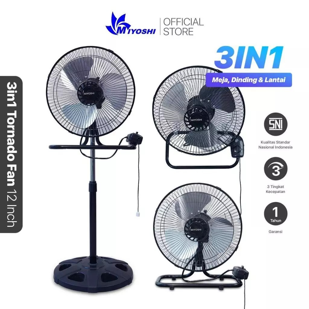 KIPAS ANGIN 3IN1 MIYOSHI / KIPAS ANGIN BERDIRI / KIPAS ANGIN DINDING / KIPAS ANGIN MIYOSHI / KIPAS A
