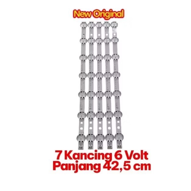 BL - Backlight - Beklite 7 kancing 6 volt panjang 42,5cm - lampu TV LED mata Besar 7 mata 6 volt 42,
