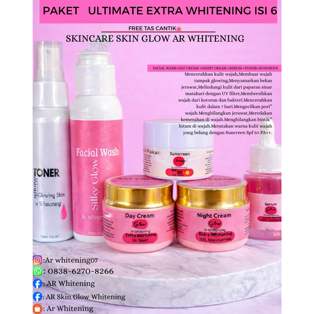 Paket Ultimate SkinGlow AR Whitening skincare sultan acne dan normal